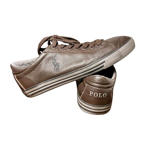 Polo Ralph Lauren Leather Preppy Old Money Pony Logo Quiet Luxury Shoes Size 9.5 - Picture 1 of 11